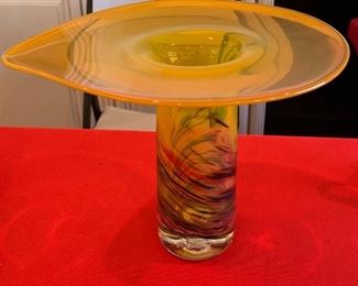 8.5in Art Glass Wide Collar Vase	 