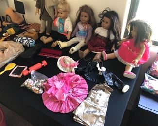 Large collection of American girl dolls and accessories