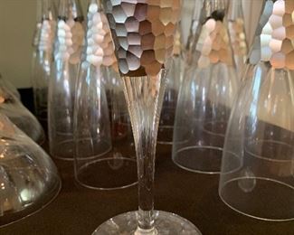  Total of 21 Kim Seybert Paillette Champagne Flute in Platinum Glasses Priced each
