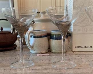 Total of 4 Kim Seybert Paillette Champagne wide in Platinum Glasses Priced each