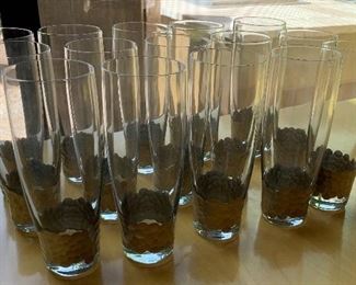 Total of 15 Kim Seybert Paillette Tumblers in Platinum Glasses Priced each