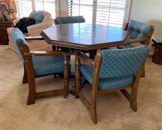 Walnut Octagon Game Table w/ 4 Chairs	28x45x45in	HxWxD