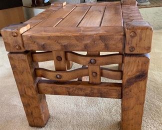 Rustic Hammered Wood Custom End Table, 3 available 