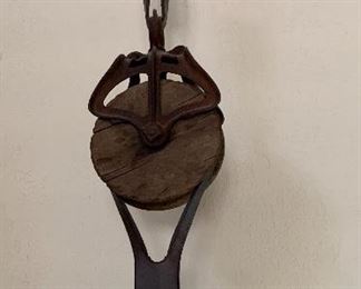 Artist Made Stoneware pot w/ Hanging Pulley 