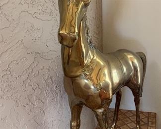 Brass Horse Statue Standing 	39x37in	