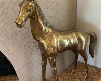 Brass Horse Statue Standing 	39x37in	