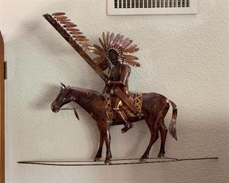 *Signed* Metal Art Indian Chief on Horse	