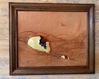 Roger and Marie Kull Carved Leather Art #1	21x24in	