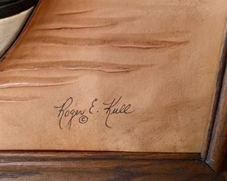Roger and Marie Kull Carved Leather Art #2 20x16in