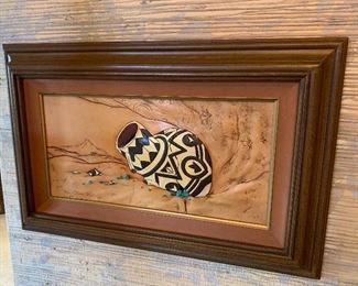 Roger and Marie Kull Carved Leather Art #4	15x23in