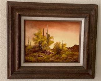 John Loo Saguaro Sonoran Desert Landscape Oil Painting Original  #2	16.5x19.5