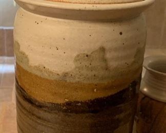 Glazed Stoneware Lidded Jar