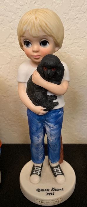 Margaret Keane BIG EYES Figurine Boy w/ Dog