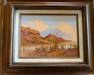 John Loo Original Painting Ocotillo/Saguaro Mountain 
