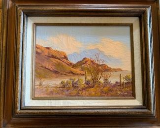 John Loo Original Painting Ocotillo/Saguaro Mountain