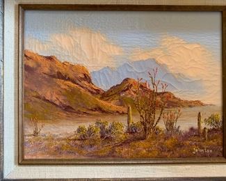 John Loo Original Painting Ocotillo/Saguaro Mountain 
