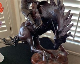 Cast Bronze Bronco Rider Statue	 