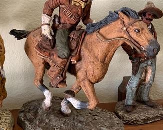 17in Pony Express Daniel Monfort Western Stone Sculpture/Statue	 
