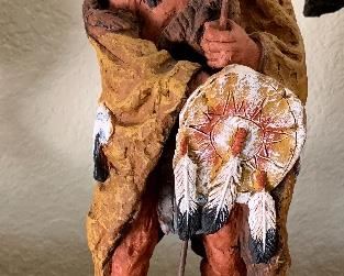 11in Nez Perce Daniel Monfort Western Stone Sculpture/Statue	