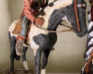 Apache Rider Daniel Monfort Western Stone Sculpture/Statue	 