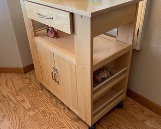 Rolling Natural Maple Kitchen Cart 34x31x18in HxWxD