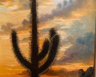 J Mario Original Art Cactus Sunset 