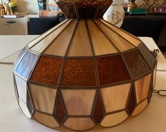 Vintage Slag Glass Lamp Shade	 