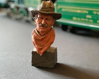 Cowboy Bust Daniel Monfort Western Stone Sculpture/Statue