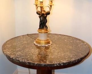 Marble topped Neoclassical drum table