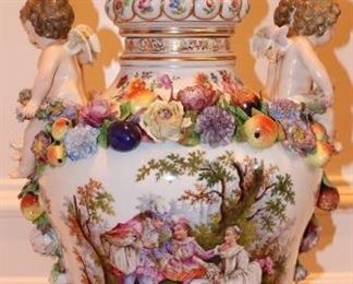 Large 19th c. Carl Thieme porcelain urn, 28”