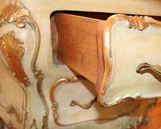 Italian giltwood and gesso marble-topped bombe commode(s)