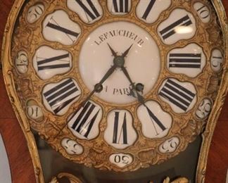 19th c. Rococo Bronze Dore Mantel Clock after Alexandre Le Faucheur (d. 1773)