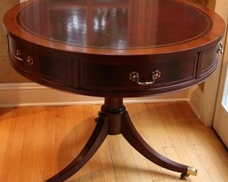 Pair of Leather top drum tables