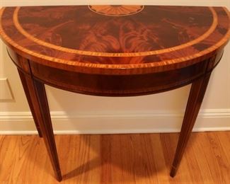 Inlaid demi-lune table
