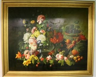 Large Dutch-style still life, signed "L. Jenkins", 56”x60”