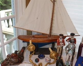 Decoys, Ship Models & pair Gilt Sconces