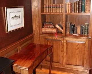 Antique Irish Game Table, Fish Artwork, Antique Books