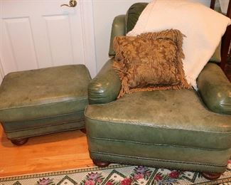Leather Chair and Ottoman