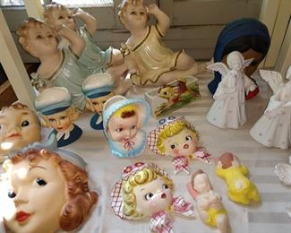 Boy and Girl Chalk ware string holders, stewardess head vases, Piano Baby Banks. What more do you need?