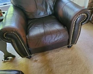 Leather Button Chair with Ottoman 42" W x 37" D x 36" T