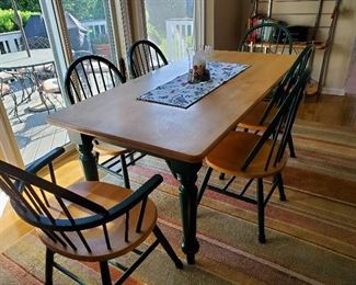 Pine Farm Table with six chairs 72" L x 36" W x 29.5" T