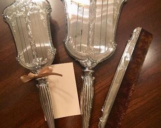 Antique Sterling Dresser set by Webster~ Brush, Comb, Hand Mirror