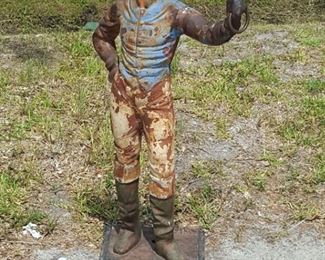 1900s Cast Iron Winners Circle Race Track Jockey Hitching Post by White Oaks Foundry