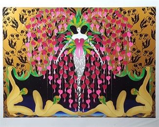 Jean-Francois Ibos Art Bleeding Heart Spirit Silk Screen Serigraph 