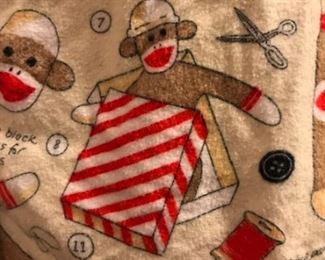 sock monkey pajamas detail