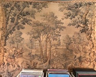 antique hunt tapestry approx 5' x 5'