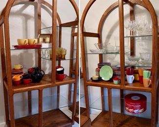 Etagere Shelving Units (2) with Glass and Wood Shelves