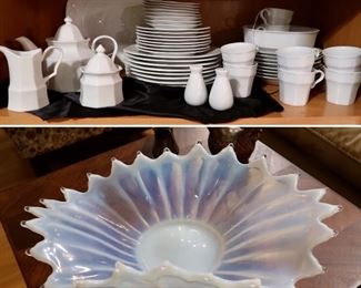 Savoir Vivres-Blanche China Set & Matching Tea Set - Beautiful Glass Bowl/Vase