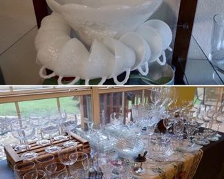 Milk Glass Punch Bowl Set. Beautiful glassware