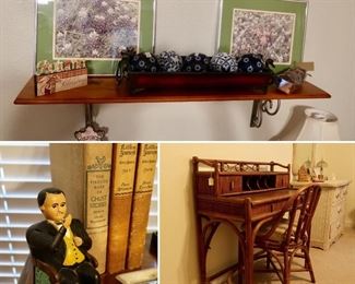 Cast Iron Bank - Vintage Rattan Writing Desk & Chair (2 sets)